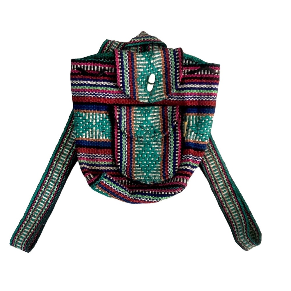 Artesanias Pinzon Backpack Bag Multicolor Boho Woven Baja Travel Vacation Mexico
